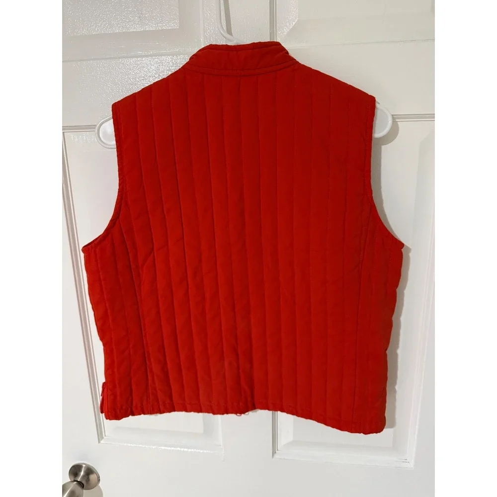 Vintage Ralph Lauren Womens Red Quilted Full Zip Vest Sleeveless Jacket Medium